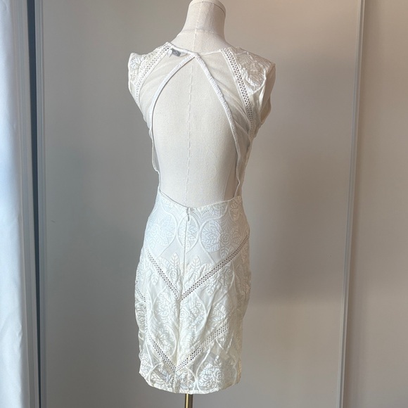 Chic White Lace Mini Dress - Picture 2 of 5